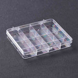 25 pcs Rectangle Polystyrene Bead Storage Containers, 12 Compartments Organizer Boxes, with Hinged Lid, Clear, 13x10.85x2cm