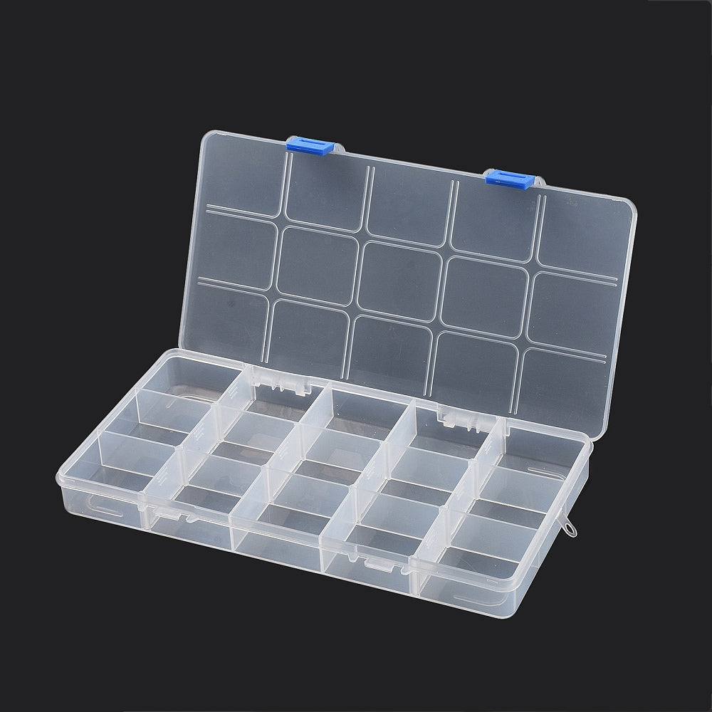 CRASPIRE 2 pcs 15 Grids Organizer Storage Plastic Boxes