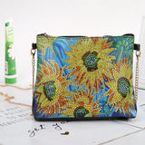 Craspire DIY Zipper Crossbody Bag Diamond Painting Kits, including PU Leather Bags, Resin Rhinestones, Diamond Sticky Pen, Tray Plate and Glue Clay, Rectangle, Sunflower Pattern, 150x180mm, 2Set/Pack