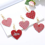 Craspire DIY Heart Keychain Diamond Painting Kits, for Valentine Day, including Acrylic Board, Alloy Clasps, Resin Rhinestones, Diamond Sticky Pen, Tray Plate & Glue Clay, Red, Heart: 60x60mm, 5pcs/set, 2Set/Pack