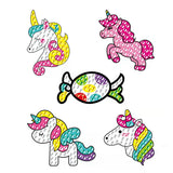 Craspire DIY Unicorn & Candy Diamond Painting Sticker Kits, including Self Adhesive Sticker and Resin Rhinestones, Mixed Color, 60~70mm, 5 patterns, 1pc/pattern, 5pcs, 5Set/Pack