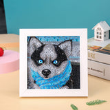 Craspire DIY Diamond Painting Photo Frame Kits, including Sponge, Resin Rhinestones, Diamond Sticky Pen, Tray Plate and Glue Clay, Dog Pattern, 150x150mm, 2Box/Pack