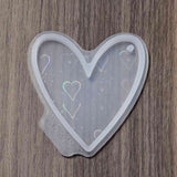 Valentine's Day DIY Pendant Silicone Molds, Laser Style Resin Casting Molds, For UV Resin, Epoxy Resin Jewelry Making, Heart, White, 87x80x8mm, Hole: 3mm, Inner Diameter: 75x68mm