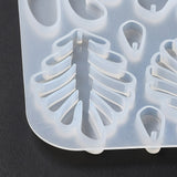 DIY Bohemian Style Irregualr Pendants Silicone Molds, Resin Casting Molds, for UV Resin, Epoxy Resin Jewelry Making, Arch/Leaf/Sea Grass, White, 112x155x4.5mm, Hole: 1mm, Inner Diameter: 9.5~54x9.5~28.5mm