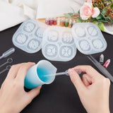 Twelve Constellations Silicone Molds Kits, with Resin Casting Molds, Laser Shining Nail Art Glitter, Measuring Cup, Transparent Plastic Round Stirring Rod, Disposable Latex Finger Cots, Mixed Color, 91x95mm