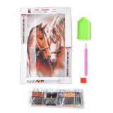 Craspire 5D DIY Diamond Painting Animals Canvas Kits, with Resin Rhinestones, Diamond Sticky Pen, Tray Plate and Glue Clay, Horse Pattern, 30x20x0.02cm, 4Set/Pack