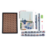 Craspire DIY 5D Paris City Canvas Diamond Painting Kits, with Resin Rhinestones, Sticky Pen, Tray Plate, Glue Clay, Frame and Drawing Pin, for Home Wall Decor Full Drill Diamond Art Gift, Eiffel Tower, 399x297x3mm, 2Set/Pack