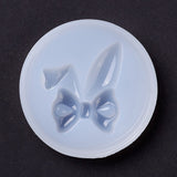 Bowknot with Ear DIY Silicone Molds, Resin Casting Molds, For UV Resin, Epoxy Resin Jewelry Making, White, 59x11mm, Inner Diameter: 40x32mm