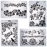 CRASPIRE Plastic Drawing Painting Stencils Templates, Flowers/Plants, Mixed Shape, White, 25.5x17.4x0.04cm, 4sheets/set