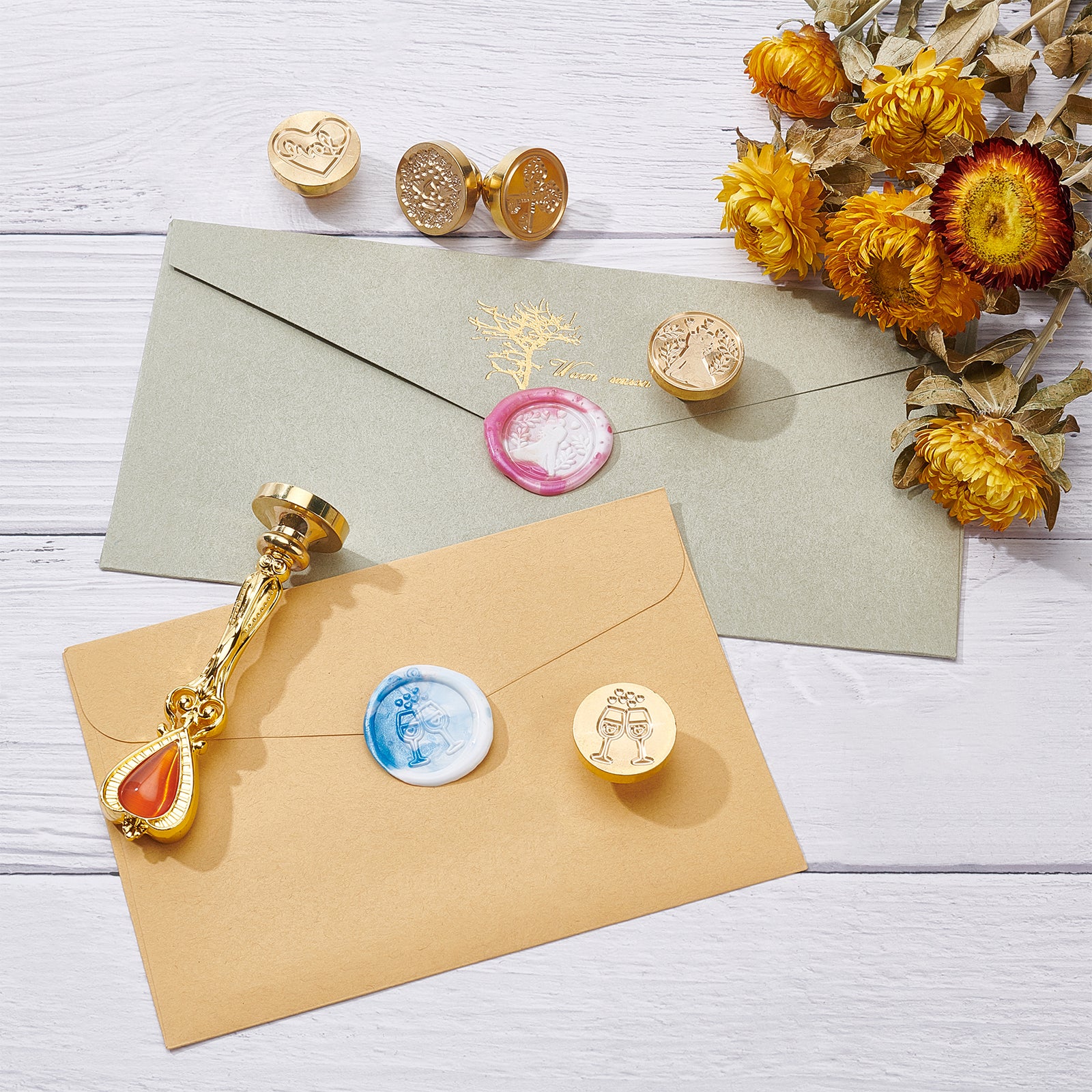7pcs Flower & Snowflake Design Stamp, Multi-purpose Wax Seal Set For DIY  Craft