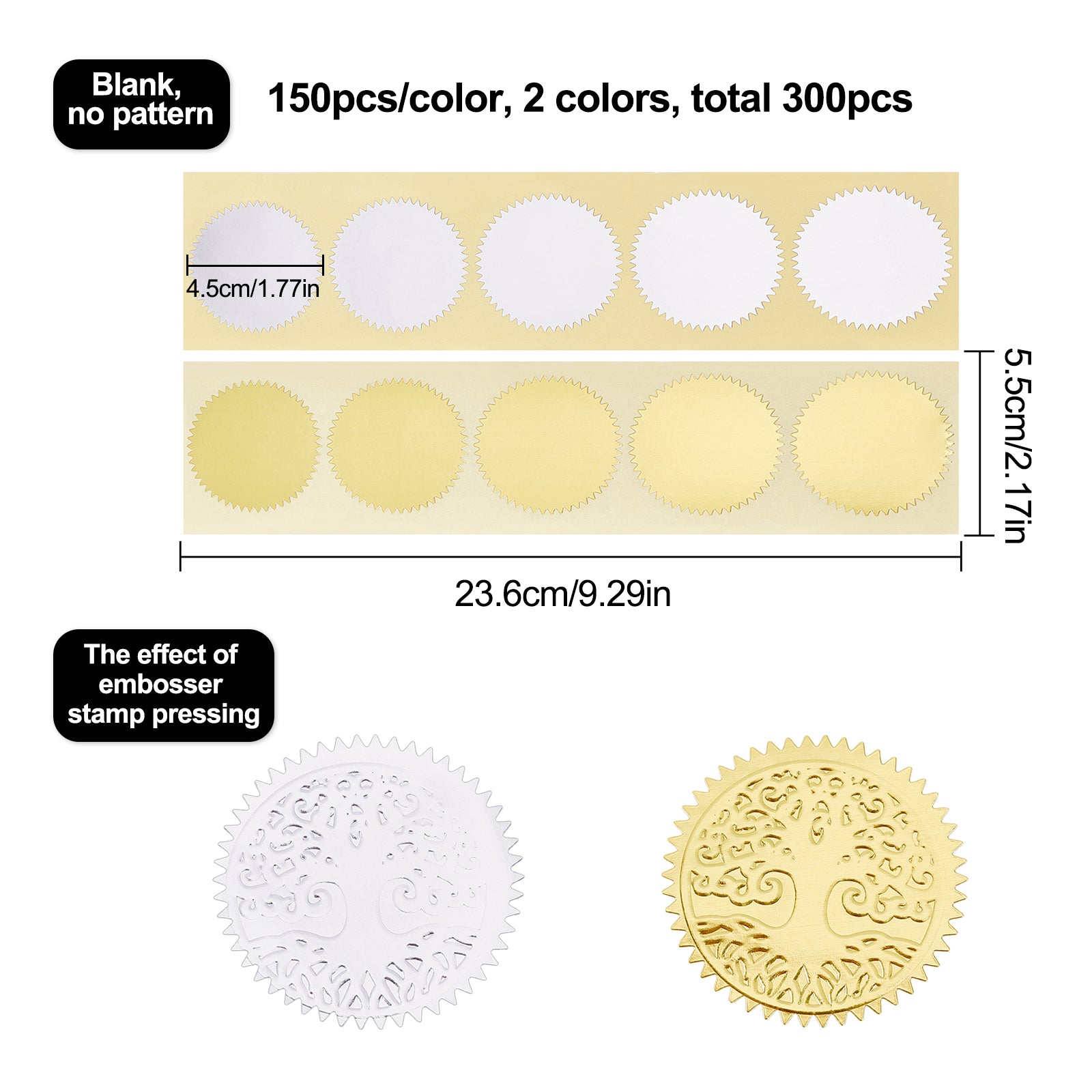 CRASPIRE 2 Gold Foil Sticker Medal 3rd Place 100pcs Certificate Seals Gold  Embossed Round Embossed Foil Seal Stickers for Envelopes Invitation Card