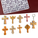 DIY Cross Pendants Silicone Molds, Resin Casting Molds, For UV Resin, Epoxy Resin Jewelry Making, Halloween Theme, White, 225x159x6mm, Hole: 2mm, Inner Diameter: 70~73x43~53mm