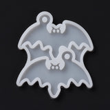 DIY Bat Pendants Silicone Molds, Resin Casting Molds, For UV Resin, Epoxy Resin Jewelry Making, Halloween Theme, White, 50x56x4mm, Hole: 3mm, Inner Diameter: 29x44mm