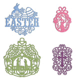 CRASPIRE 4Pcs Metal Easter Cutting Dies Bunny Rabbit Eggs Religion Crosses Stencil Template for Scrapbook Embossing Album Paper Card Craft Festival Decor, Matte Platinum