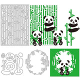 CRASPIRE 3Pcs 3 Style Carbon Steel Cutting Dies Stencils, for DIY Scrapbooking/Photo Album, Decorative Embossing DIY Paper Card, Matte Platinum Color, Bamboo & Panda Pattern, Mixed Patterns, 1pc/style