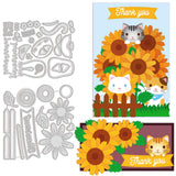 2Sheets Cat and Sunflower Die-Cuts Set Flowers Cutting Dies for DIY Scrapbooking Festival Greeting Cards Diary Journal Making Paper Cutting Album Envelope Decoration