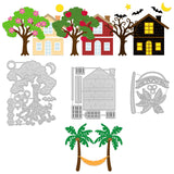 3Sheets Cozy House Die-Cuts Set Trees Cutting Dies for DIY Scrapbooking Festival Greeting Cards Diary Journal Making Paper Cutting Album Envelope Decoration