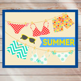 2Sheets Summer Die-Cuts Set Bikini Sunglasses Palm Leaves Cutting Dies for DIY Scrapbooking Festival Greeting Cards Diary Journal Making Paper Cutting Album Envelope Decoration