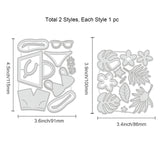 2Sheets Summer Die-Cuts Set Bikini Sunglasses Palm Leaves Cutting Dies for DIY Scrapbooking Festival Greeting Cards Diary Journal Making Paper Cutting Album Envelope Decoration