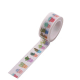 Craspire DIY Scrapbook Decorative Paper Tapes, Adhesive Tapes, Cactus, White, 15mm, 5m/roll(5.46yards/roll)