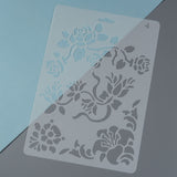 CRASPIRE Plastic Drawing Painting Stencils Templates, Rectangle, Flower Pattern, White, 25.5x17.4x0.04cm