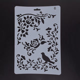 CRASPIRE Plastic Drawing Painting Stencils Templates, Rectangle, Bird Pattern, White, 25.5x17.4x0.04cm, 2pcs/set