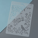 CRASPIRE Plastic Drawing Painting Stencils Templates, Rectangle, Bird Pattern, White, 25.5x17.4x0.04cm, 2pcs/set