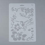 CRASPIRE Plastic Drawing Painting Stencils Templates, Rectangle, Flower Pattern, White, 25.5x17.4x0.04cm