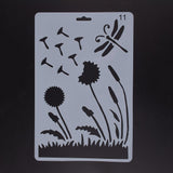 CRASPIRE Plastic Drawing Painting Stencils Templates, Rectangle, Dandelion Pattern, White, 25.5x17.4x0.04cm, 2pcs/set