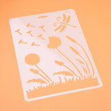 CRASPIRE Plastic Drawing Painting Stencils Templates, Rectangle, Dandelion Pattern, White, 25.5x17.4x0.04cm, 2pcs/set