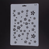 CRASPIRE Plastic Drawing Painting Stencils Templates, Rectangle, Flower Pattern, White, 25.5x17.4x0.04cm