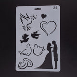 CRASPIRE Plastic Drawing Painting Stencils Templates, Rectangle, Wedding Pattern, White, 25.5x17.4x0.04cm