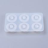 Silicone Bead Molds, Resin Casting Molds, For UV Resin, Epoxy Resin Jewelry Making, Rhombus, White, 7.6x5.1x0.9cm, Hole: 6mm, Inner Size: 14mm, Inner Size: 14mm