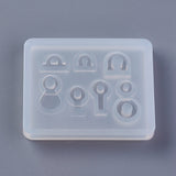 Silicone Pendant Molds, Resin Casting Molds, For UV Resin, Epoxy Resin Jewelry Making, Mixed Shapes, White, 49.5x39.5x6mm, Hole: 2.2~6.3mm