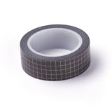 Craspire DIY Scrapbook Decorative Paper Tapes, Adhesive Tapes, Grid Pattern, Black, 15mm, about 10m/roll