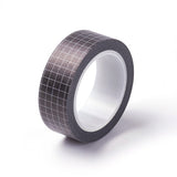 Craspire DIY Scrapbook Decorative Paper Tapes, Adhesive Tapes, Grid Pattern, Black, 15mm, about 10m/roll