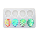 Silicone Molds, Resin Casting Molds, For UV Resin, Epoxy Resin Jewelry Making, Sugar Skull, White, 185x120x14mm