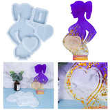 Pregnant Woman Photo Frame Silicone Molds, Resin Casting Molds, For UV Resin, Epoxy Resin Jewelry Making, White, 272x224x11mm