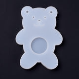 5PCS Bear DIY Candle Holder Silicone Molds, Resin Casting Molds, For UV Resin, Epoxy Resin Jewelry Making, White, 13.3x9.9x1cm, Candle Tray: 3.8cm