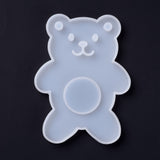 5PCS Bear DIY Candle Holder Silicone Molds, Resin Casting Molds, For UV Resin, Epoxy Resin Jewelry Making, White, 13.3x9.9x1cm, Candle Tray: 3.8cm