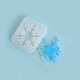 Christmas Theme DIY Snowflake Pendant Silicone Molds, Resin Casting Molds, for UV Resin & Epoxy Resin Jewelry Making, White, 93x77x10mm, Hole: 5mm, Inner Diameter: 81x62mm