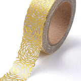 Craspire Foil Masking Tapes, DIY Scrapbook Decorative Paper Tapes, Adhesive Tapes, for Craft and Gifts, Flower, Gold, 15mm, 10m/roll