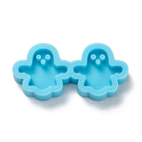 DIY Pendant Silicone Molds, for Earring Makings, Resin Casting Molds, For UV Resin, Epoxy Resin Jewelry Making, Halloween Theme, Ghost, Deep Sky Blue, 17x35x5mm, Inner Diameter: 14.5X15.5mm