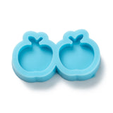 DIY Pendant Silicone Molds, for Earring Makings, Resin Casting Molds, For UV Resin, Apple, Deep Sky Blue, 16x28x5mm, Inner Diameter: 12.5x12mm