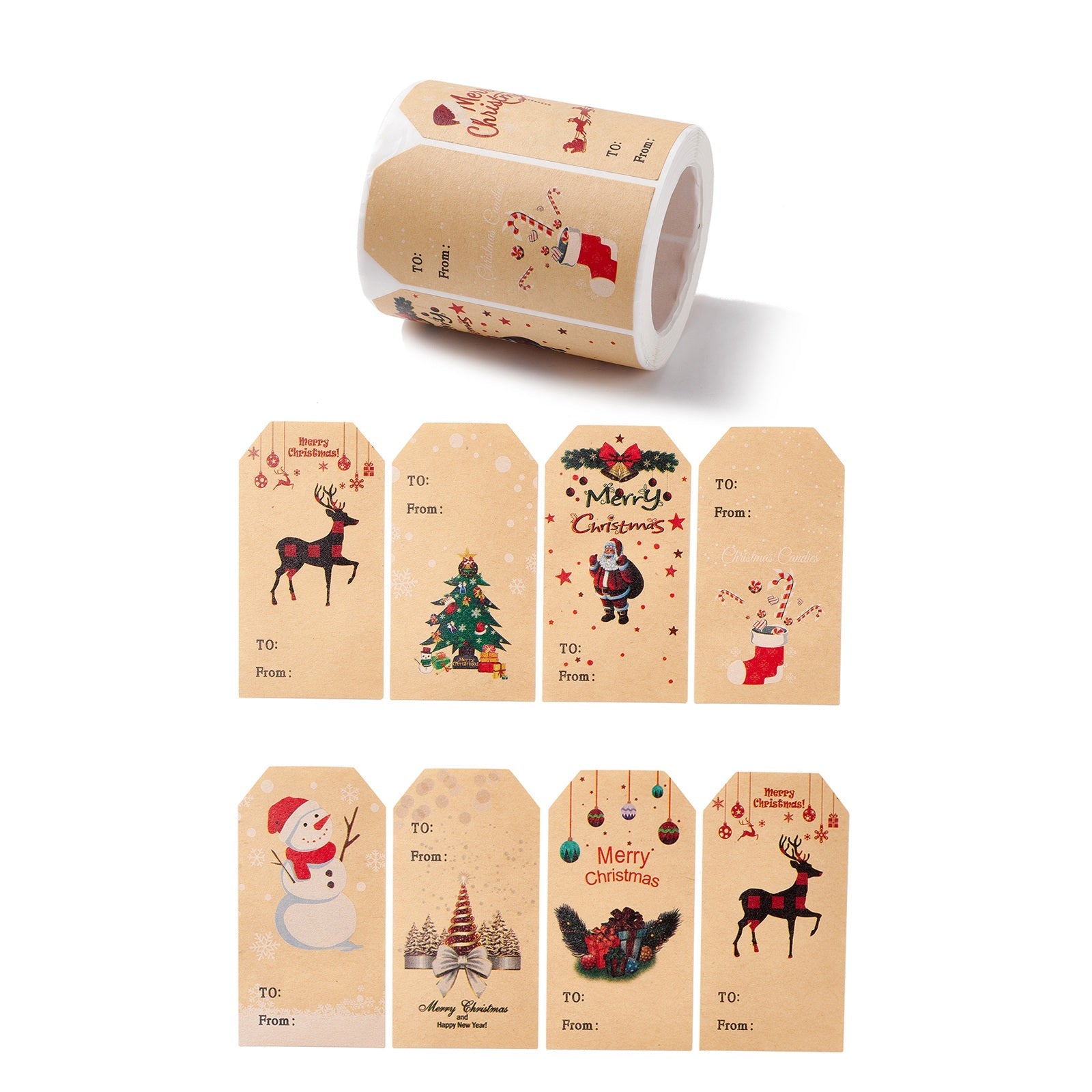  300Pcs Christmas Tags Stickers, Self-Adhesive