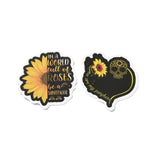 Craspire 50Pcs Cartoon Sunflower Paper Sticker Label Set, Adhesive Label Stickers, for Suitcase & Skateboard & Refigerator Decor, Sandy Brown, 37~70x35~65x0.3mm, 5bags/set