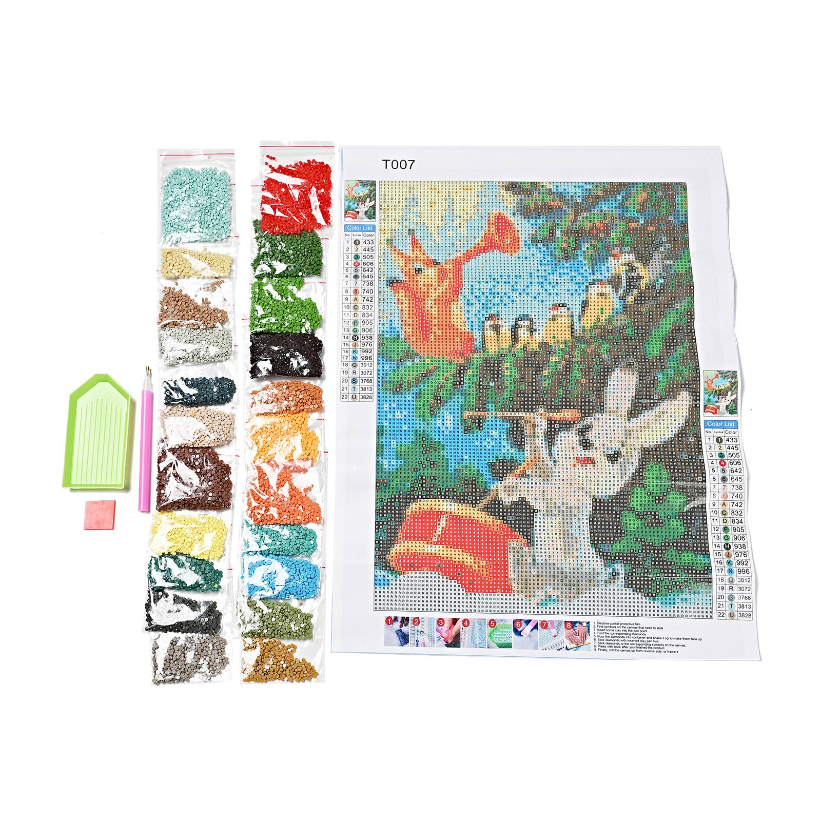 Craspire DIY Easter Theme Rabbit Pattern Full Drill Diamond Painting Canvas  Kits, with Resin Rhinestones, Diamond Sticky Pen, Plastic Tray Plate and