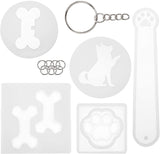 DIY Keychain Making, with Food Grade Silicone Molds, Iron Split Key Rings and Iron Open Jump Rings, White, Molds: 5pcs/set