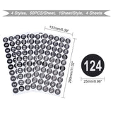 Craspire 4 Sheets 4 Style Flat Round Round Number Labels Stickers, Number Labels Circle Dot Decals, Black, 28x13.7x0.01cm, 1sheet/style