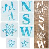 CRASPIRE PET Hollow Painting Silhouette Stencil, DIY Drawing Template Graffiti Stencils, Square with Snowflake and Letter Pattern, Black, 12.7~20.4x15.2~16.6cm, 6pcs/set